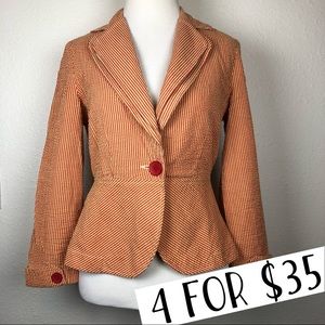Tulle red and cream striped stretch blazer small